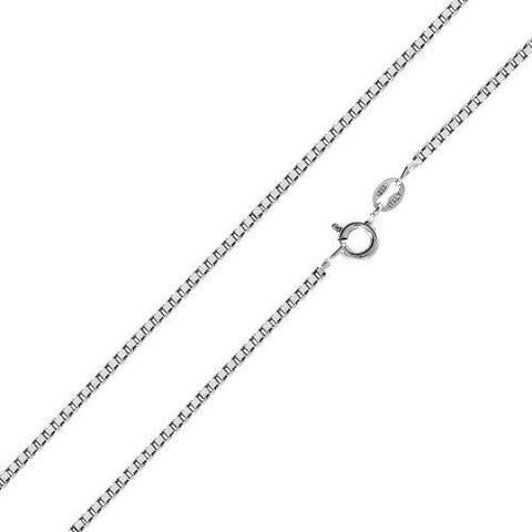 925 Sterling Silver Necklace, Italian Box chain 1mm