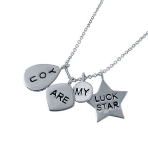 925 Sterling Silver Rhodium Plated 'You Are My Lucky Star' Charm Necklace