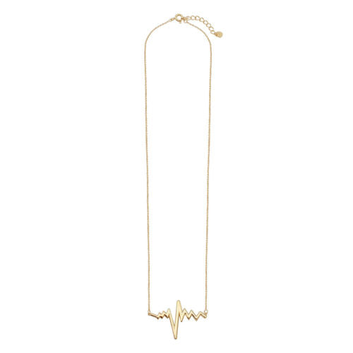 925 Sterling Silver Gold Plated Pulse Heart Beat Necklace