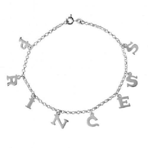 925 Sterling Silver PRINCESS Chain Link Anklet