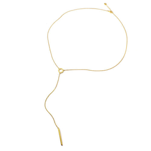 925 Sterling Silver Gold Plated Lariat Necklace