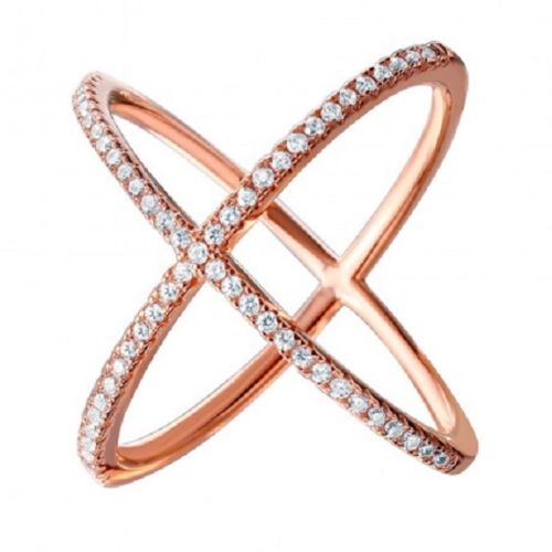 925 Sterling Silver Nickel Free Rose Gold Plated 4 Way CZ Ring