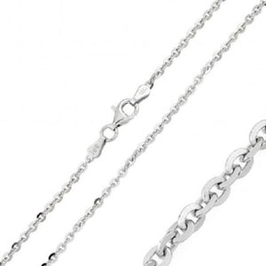 925 Sterling Silver Rhodium Plated Italy Rolo edge cut chain 1.6 mm-16 18 20 in