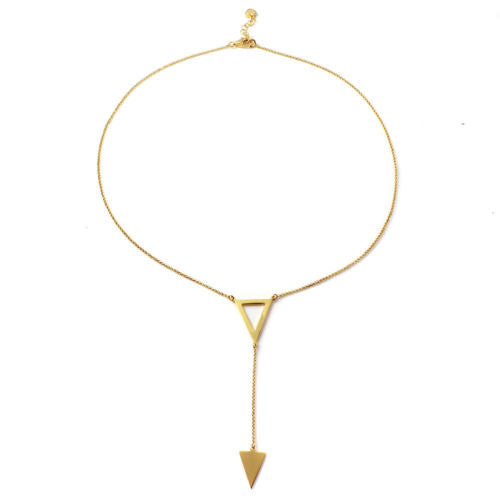 925 Sterling Silver Gold Plated Necklace With 2 Triangle Drop
