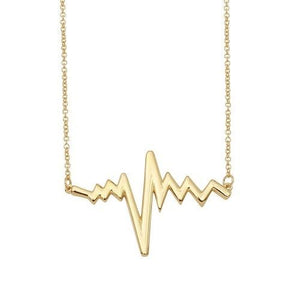 925 Sterling Silver Gold Plated Pulse Heart Beat Necklace