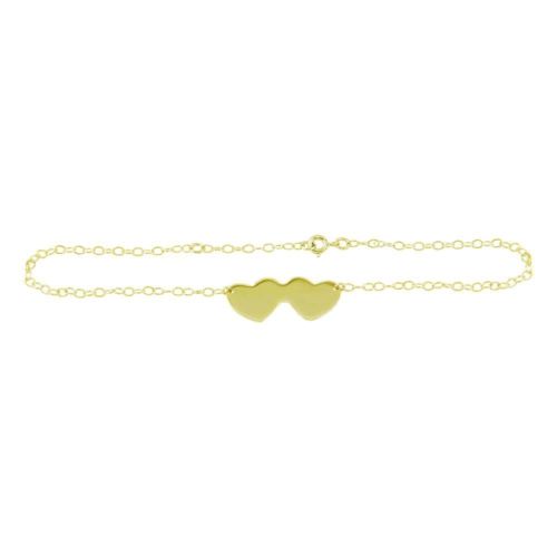 925 Sterling Silver Gold Plated Double Heart Anklets (more colors)