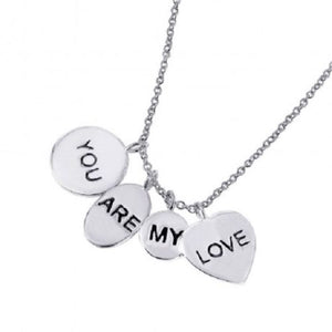 925 Sterling Silver Rhodium Plated Engraved "You Are My Love" Necklace