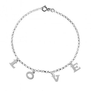 925 Sterling Silver LOVE Chain Link Ankle Bracelet Anklet