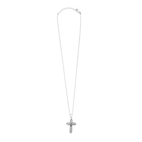 925 Sterling Silver Rhodium Plated Double Cross Necklace