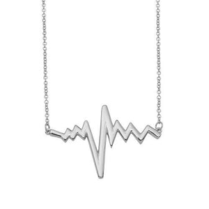 925 Sterling Silver Rhodium Plated Pulse Heart Beat Necklace