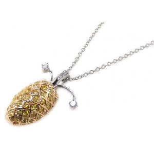 925 Sterling Silver Gold Pineapple Pendant Necklace
