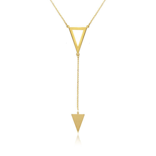 925 Sterling Silver Gold Plated Necklace With 2 Triangle Drop