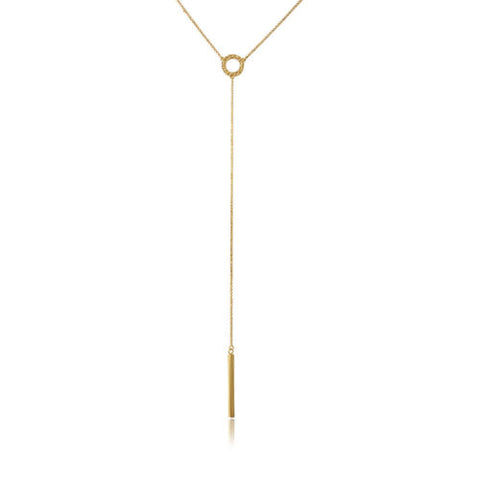 925 Sterling Silver Gold Plated Lariat Necklace