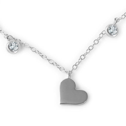 925 Sterling Silver CZ Small Hearts Bracelet