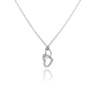925 Sterling Silver Rhodium Plated Heart Pendant Necklace