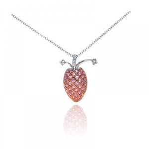 925 Sterling Silver With Rhodium Plated Pink Pineapple Necklace