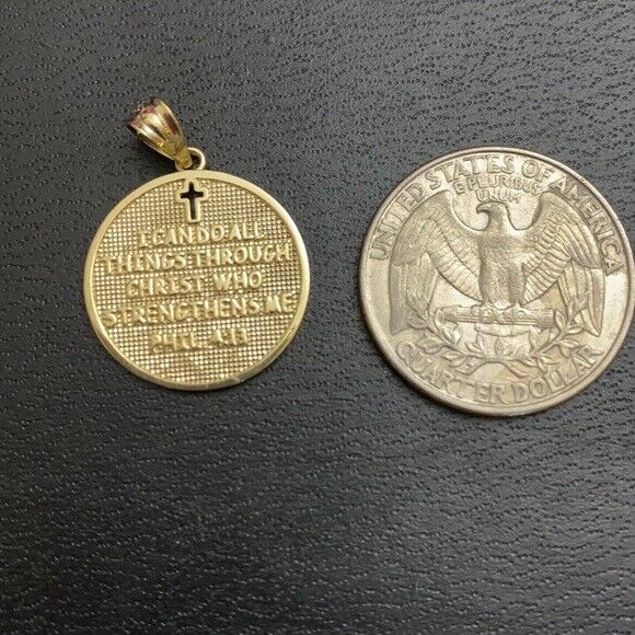 14k Gold Philippians 4:13 I Can Do All Things Through Christ Pendant Necklace
