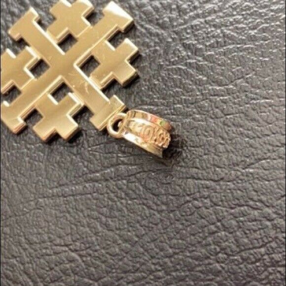 10K Solid Yellow Gold Jerusalem "Crusaders" Cross Pendant Necklace
