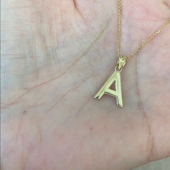 10k Solid Gold Small Milgrain Initial Letter D Pendant Necklace Personalized