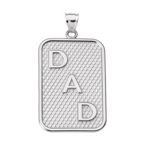 925 Sterling Silver "DAD" Engrave Rectangle Pendant Necklace Father's Day