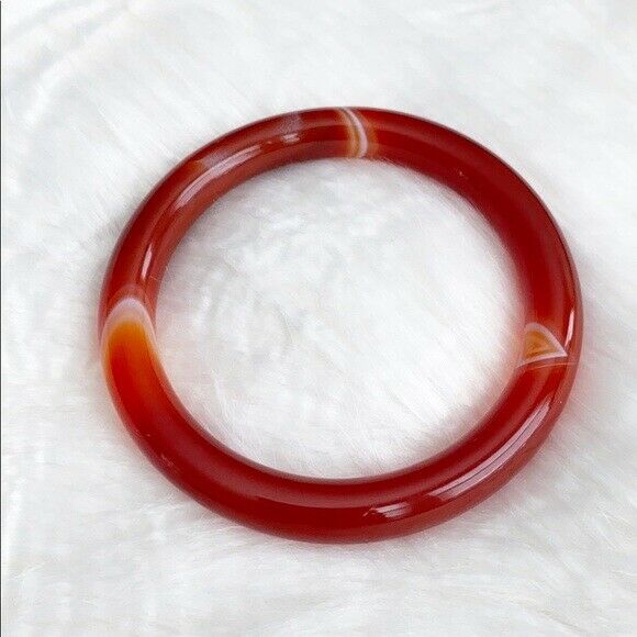 NEW Orange Red White Agate Bangle Inner Diameter 58 mm - Round Shape