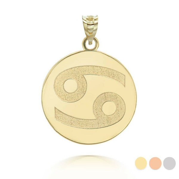 Personalized Name 10k 14k Solid Gold Zodiac Sign Cancer Pendant Necklace