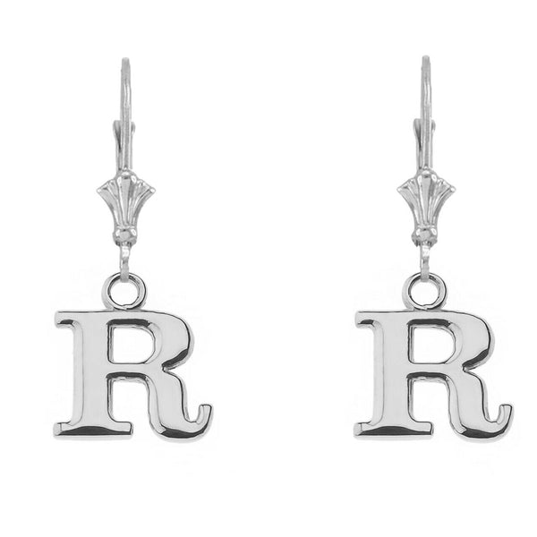 Sterling Silver Initial Earrings B,D,P,G,W,E,V,J,N,M,S,T Made in USA Any Letter