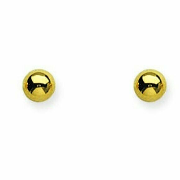 14K Solid Gold Mini Ball Stud Earrings 3 mm, 4 mm, 5mm Yellow, Rose, White