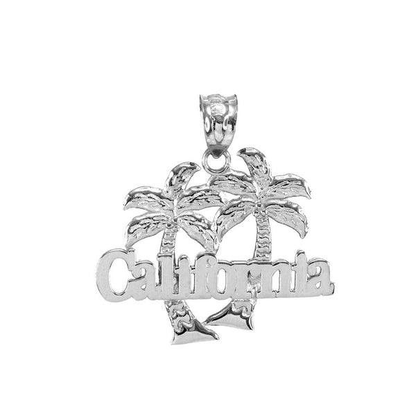 Sterling Silver California Palm Tree Pendant Necklace Made in USA Many length