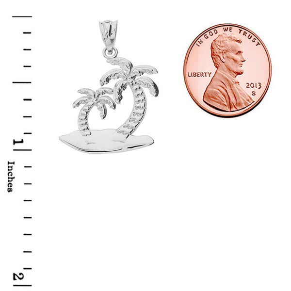 10K Solid Gold Palm Tree Charm Pendant Necklace