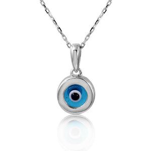 NEW Sterling Silver 925 Round Evil Eye Necklace