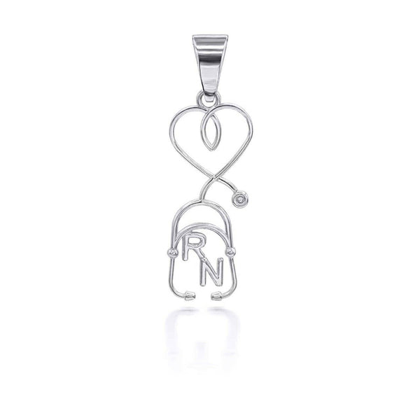 925 Sterling Silver Registered Nurse Stethoscope Pendant Necklace