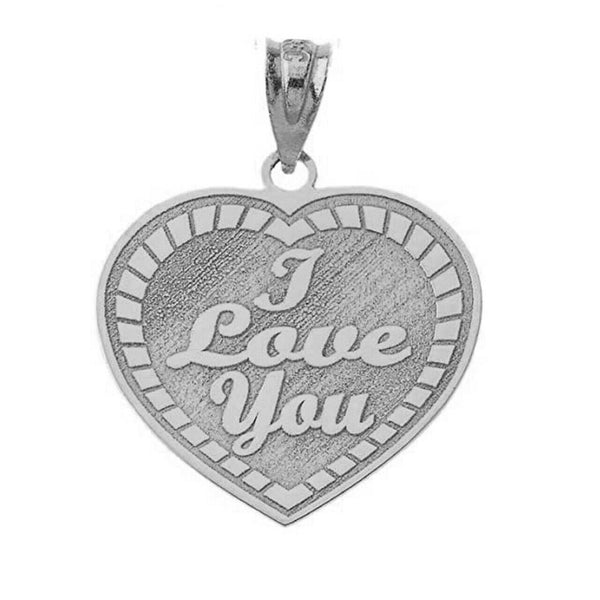 Personalized Engrave Name Silver Heart I Love You Pendant Necklace