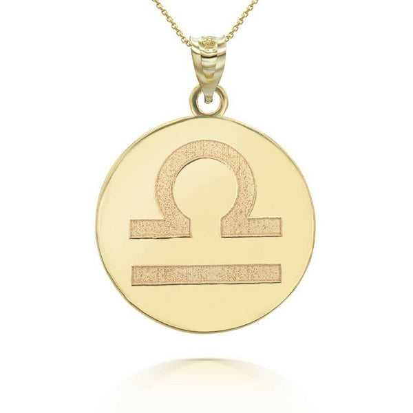 Personalized Name 10k 14k Solid Gold Zodiac Sign Libra Pendant Necklace