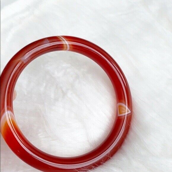 NEW Orange Red White Agate Bangle Inner Diameter 58 mm - Round Shape