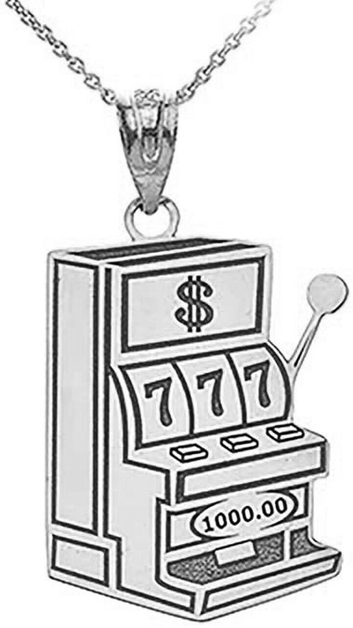 Personalized Engrave Name Silver Casino Slot Machine Pendant Necklace