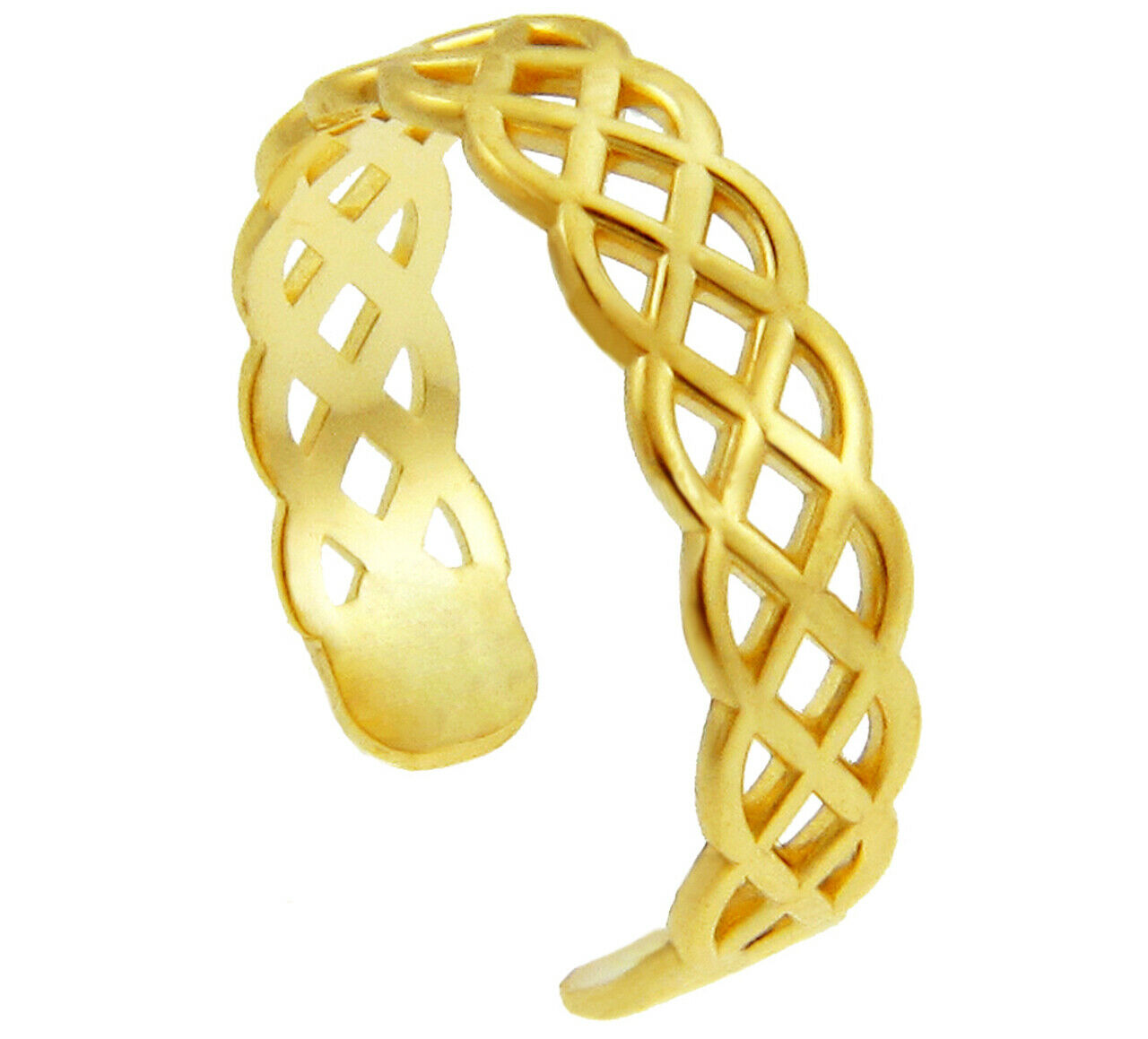 Trinity Knot Toe Ring 14K Solid Real Yellow Gold or White Gold Adjustable