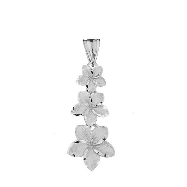 925 Sterling Silver Plumeria Flower Joy Love Spiritual Dangle Pendant Necklace