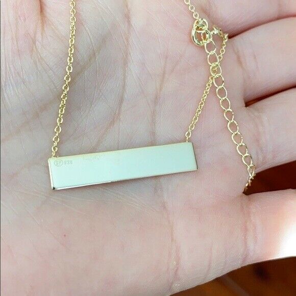 925 Sterling Silver Yellow Gold Plated Bar Rectangle Geometric Necklace 31 x 6
