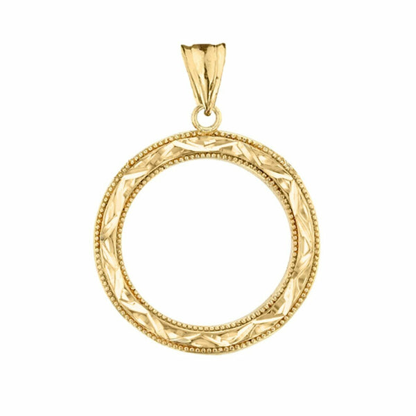Solid 10k In Yellow Gold Chic Sparkle Cut Circle Of Life Pendant Necklace