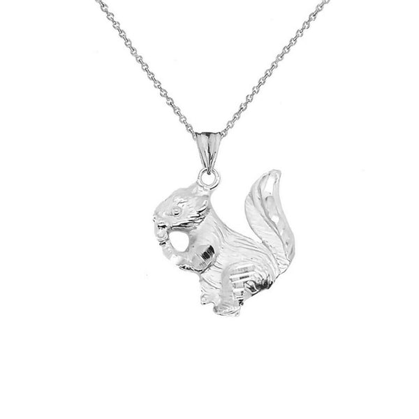 .925 Sterling Silver Squirrel Charm Pendant Necklace