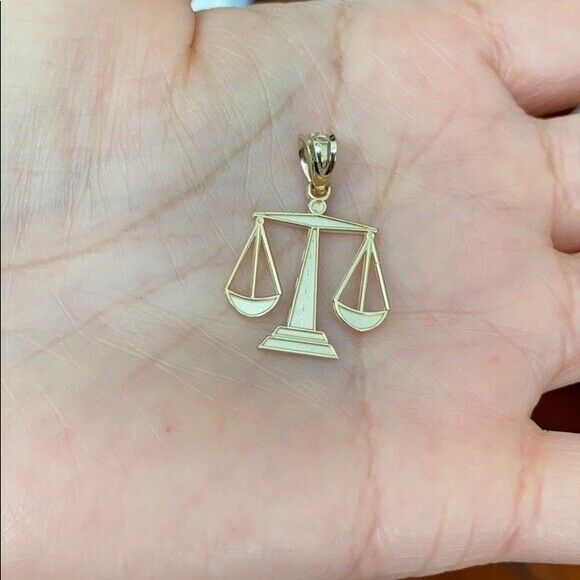 Solid White 14k Gold Scales of Justice Pendant Necklace