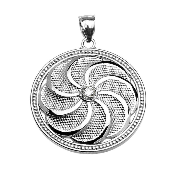 925 Sterling Silver Shield Armenian Eternity CZ Pendant Necklace