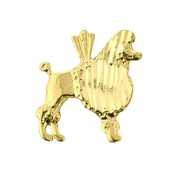 14k Yellow Gold Diamond Cut Poodle Charm Pendant Necklace