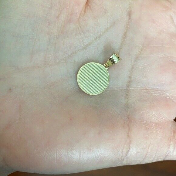 14k Solid Yellow Gold Triquetra Irish Celtic Disc Circle Pendant Necklace
