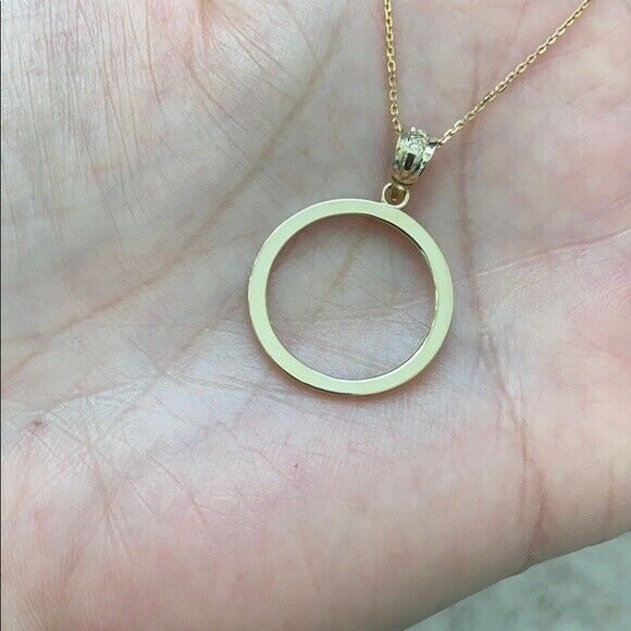 14K Solid Gold Eternity Love Circle Of Life Karma Pendant Dainty Necklace