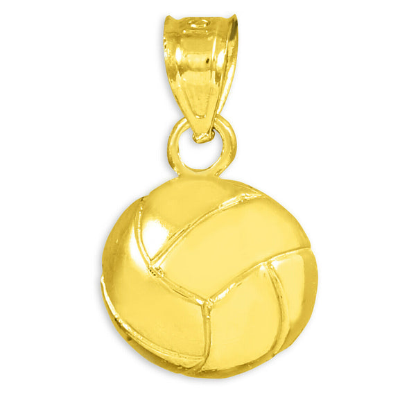 14k Yellow Gold Beach Volleyball Summer Sport Charm Pendant Necklace