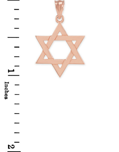 10K Solid Rose Gold Jewish Star of David Pendant Charm Small, Medium, Large