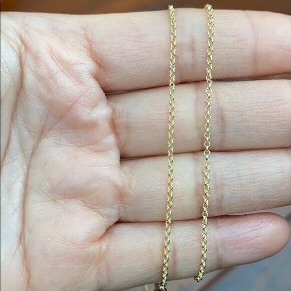 14 k Solid Yellow Real Gold 1.5 mm Light Rolo Chain Necklace 16",18",20" Lobster