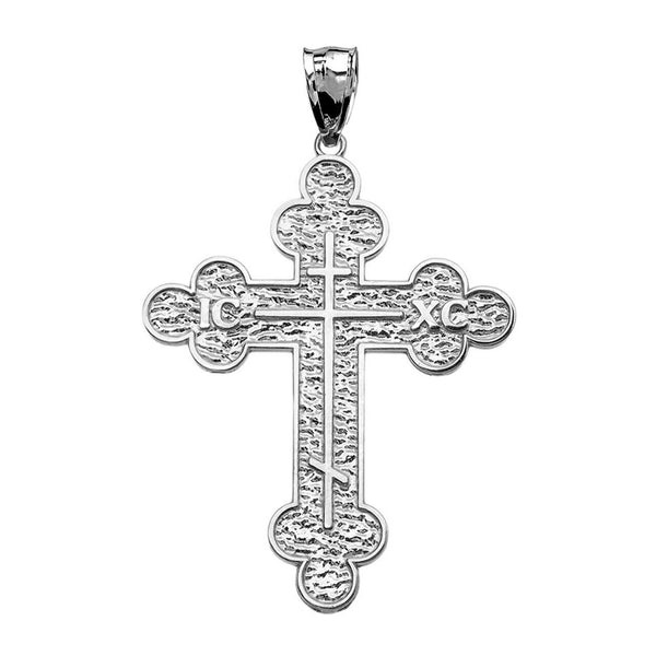 .925 Sterling Silver Eastern Orthodox ICXC Cross Pendant Necklace